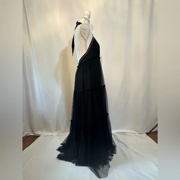 Maeve Anthropologie black tulle dress with white red and navy halter size 8 - Picture 6 of 14